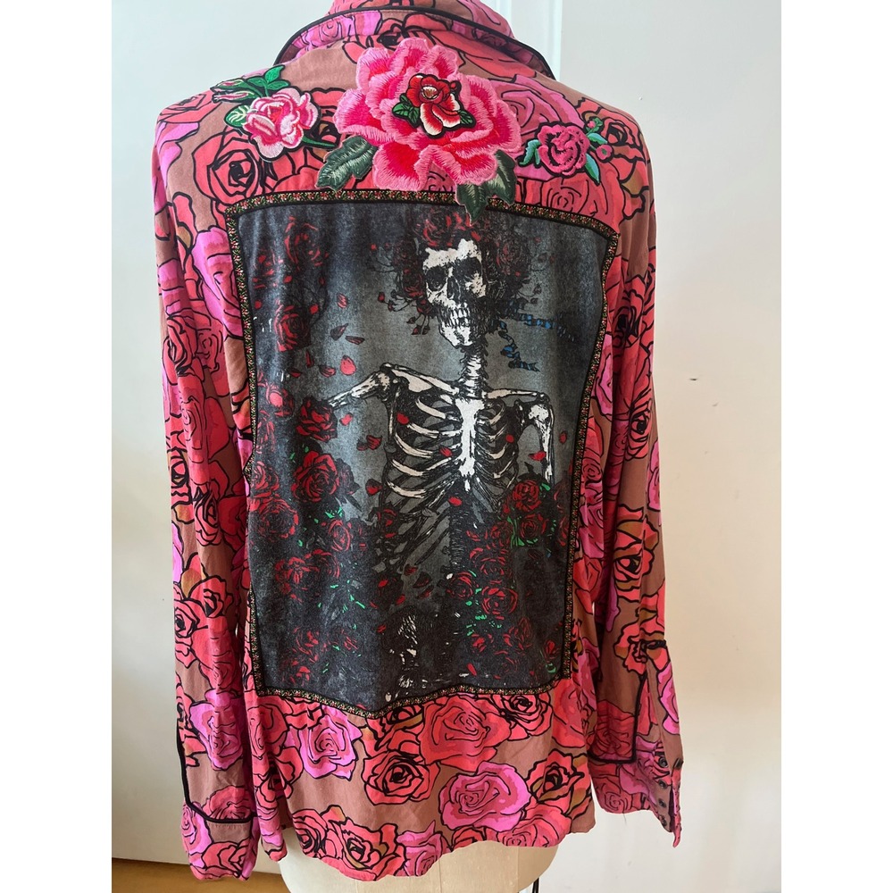 VTG WRANGLER Grateful Dead Bertha Rose Skull Custom  Button Down Size XL - Picture 6 of 11